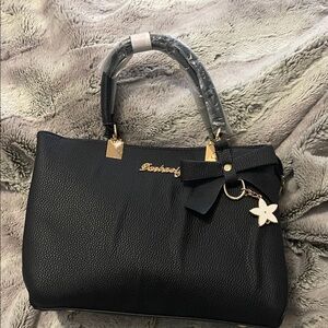 Black Danbaoly Satchel Bag with Bow and Star Charm